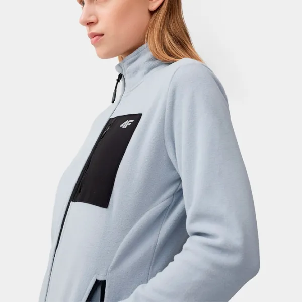 Толстовка для женщин 4F REGULAR FLEECE WITH STAND-UP COLLAR Весна - лето/ Синий photo 4