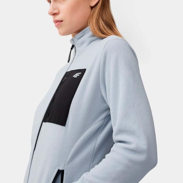 Толстовка для женщин 4F REGULAR FLEECE WITH STAND-UP COLLAR Весна - лето/ Синий photo 4