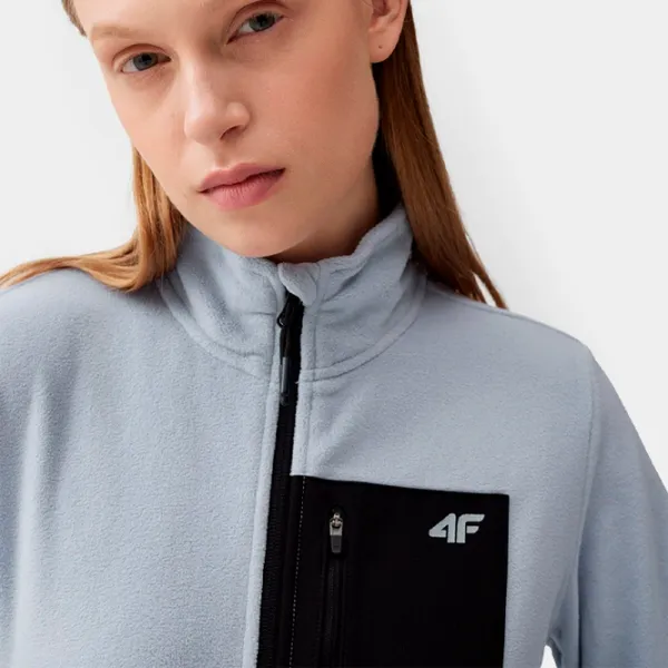Толстовка для женщин 4F REGULAR FLEECE WITH STAND-UP COLLAR Весна - лето/ Синий photo 5