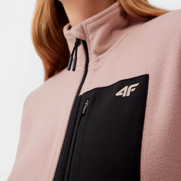 Hanorac pentru femei 4F REGULAR FLEECE WITH STAND-UP COLLAR Primăvară - vară/ Pink photo 5