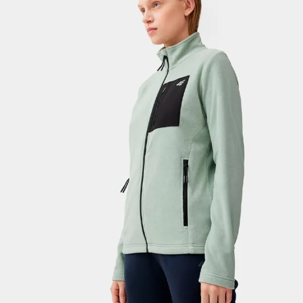 Толстовка для женщин 4F REGULAR FLEECE WITH STAND-UP COLLAR Весна - лето/ Зелёный photo 3