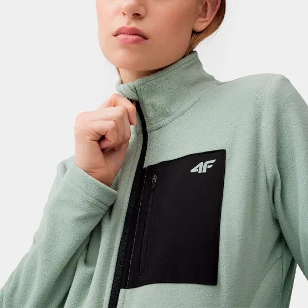 Толстовка для женщин 4F REGULAR FLEECE WITH STAND-UP COLLAR Весна - лето/ Зелёный photo 4
