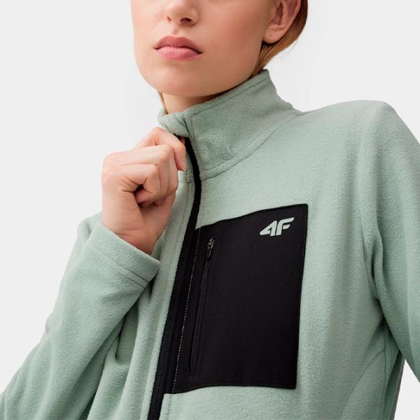 Толстовка для женщин 4F REGULAR FLEECE WITH STAND-UP COLLAR Весна - лето/ Зелёный photo 4