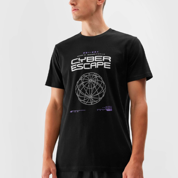 Tricou pentru bărbați 4F 4FAW23TTSHM0887-20S 100% bumbac/ Black photo 2