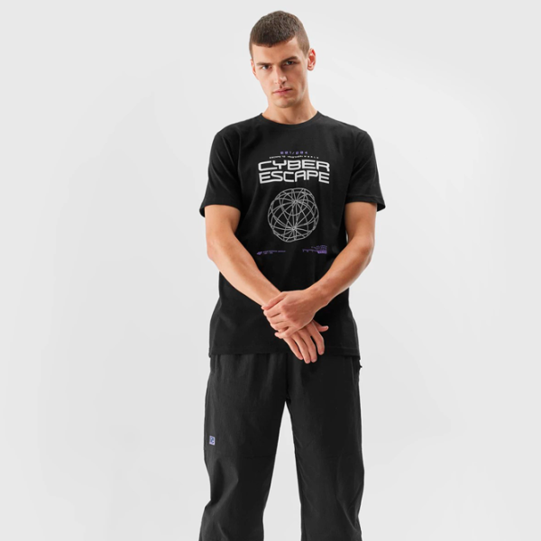 Tricou pentru bărbați 4F 4FAW23TTSHM0887-20S 100% bumbac/ Black photo 3