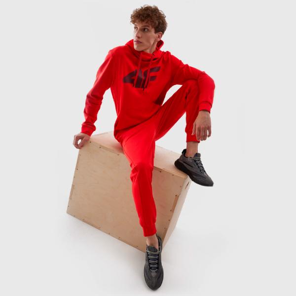 Hanorac pentru bărbați 4F 4FAW23TSWSM694 Drept/ Red photo 2