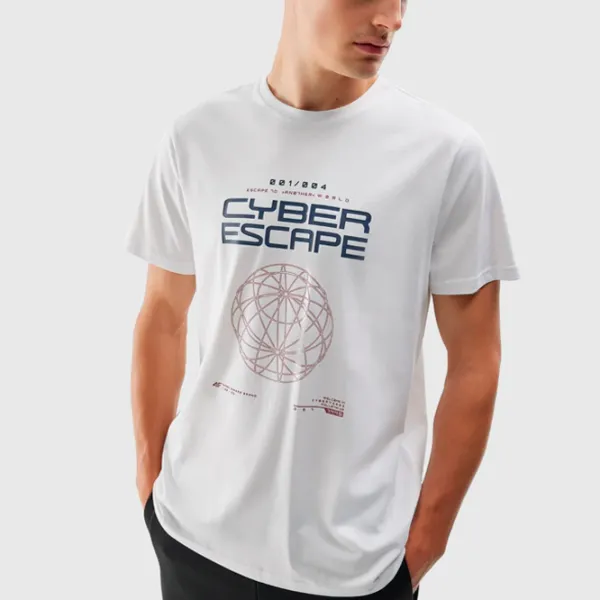 Tricou pentru bărbați 4F 4FAW23TTSHM0887-10S 100% bumbac/ White photo 2