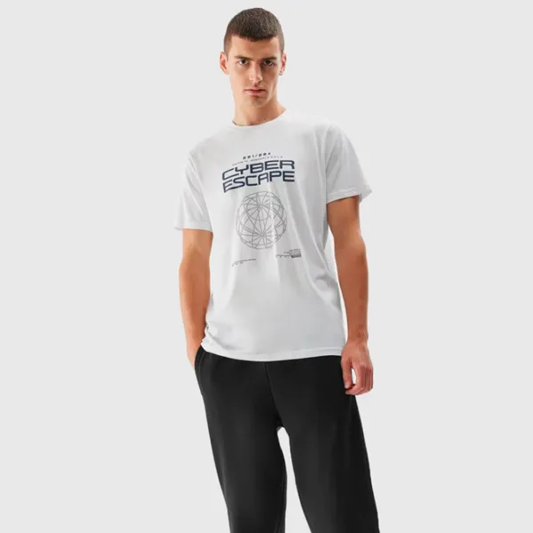 Tricou pentru bărbați 4F 4FAW23TTSHM0887-10S 100% bumbac/ White photo 3