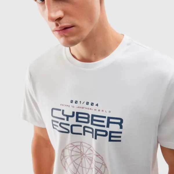 Tricou pentru bărbați 4F 4FAW23TTSHM0887-10S 100% bumbac/ White photo 4