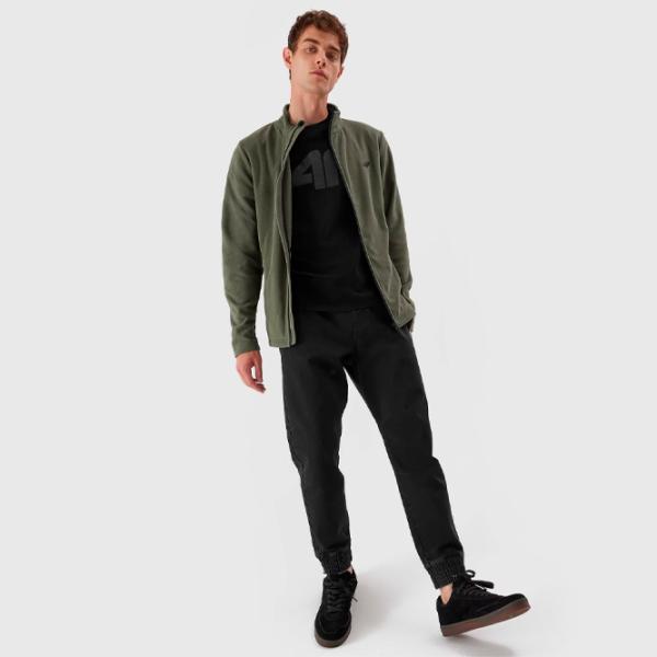 Hanorac pentru bărbați 4F 4FAW23TFLEM120 Drept/ Olive khaki photo 3
