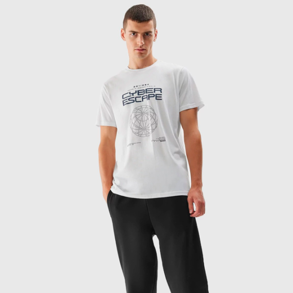 Tricou pentru bărbați 4F 4FAW23TTSHM0887-10S 100% bumbac/ White photo 3