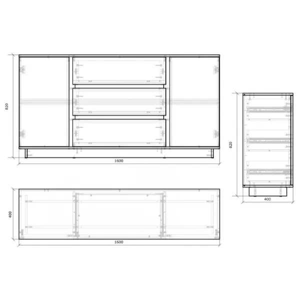 Comodă Magnus Concept 2D3S 82 x 160 x 40/ PAL/ Nimfea white photo 4