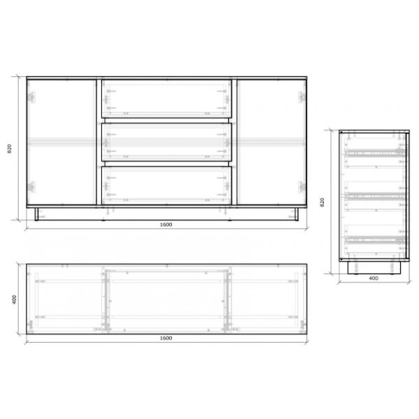 Comodă Magnus Concept 2D3S 82 x 160 x 40/ PAL/ Nimfea white photo 4