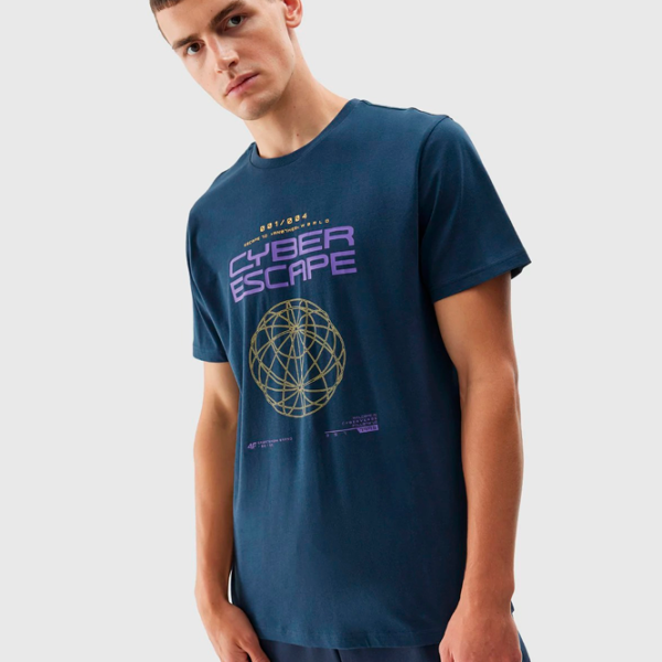 Футболка для мужчин 4F 4FAW23TTSHM0887-31S 100% хлопок/ Navy Blue photo 2