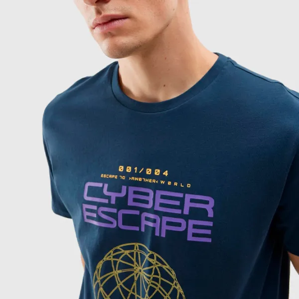 Tricou pentru bărbați 4F 4FAW23TTSHM0887-31S 100% bumbac/ Navy Blue photo 4