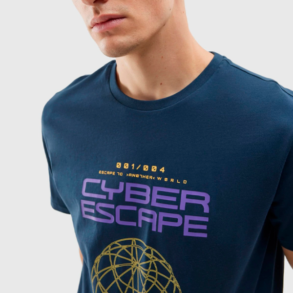 Футболка для мужчин 4F 4FAW23TTSHM0887-31S 100% хлопок/ Navy Blue photo 4