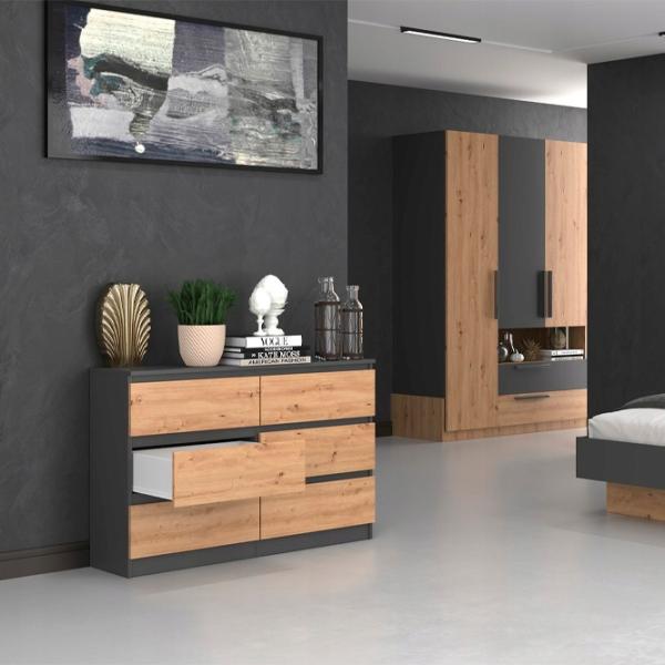 Комод TopEshop Malwa M6 77см x 120см x 30см/ ЛДСП/ Крафтовый дуб photo 2 Комод TopEshop Malwa M6 77см x 120см x 30см/ ЛДСП/ Крафтовый дуб photo 2