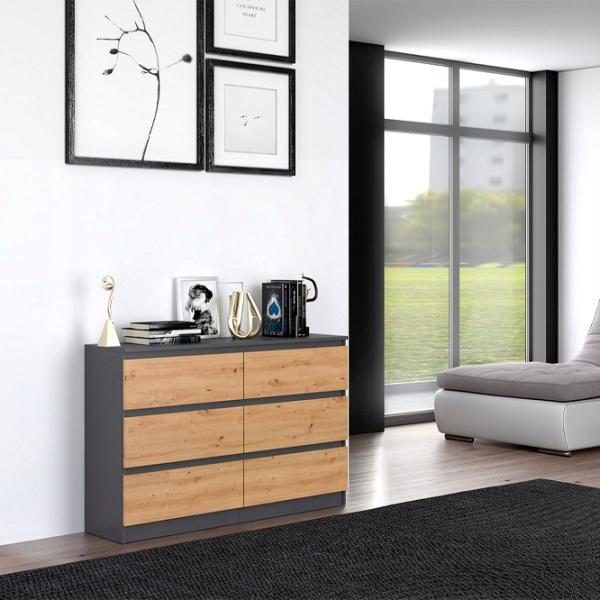 Комод TopEshop Malwa M6 77см x 120см x 30см/ ЛДСП/ Крафтовый дуб photo 3 Комод TopEshop Malwa M6 77см x 120см x 30см/ ЛДСП/ Крафтовый дуб photo 3
