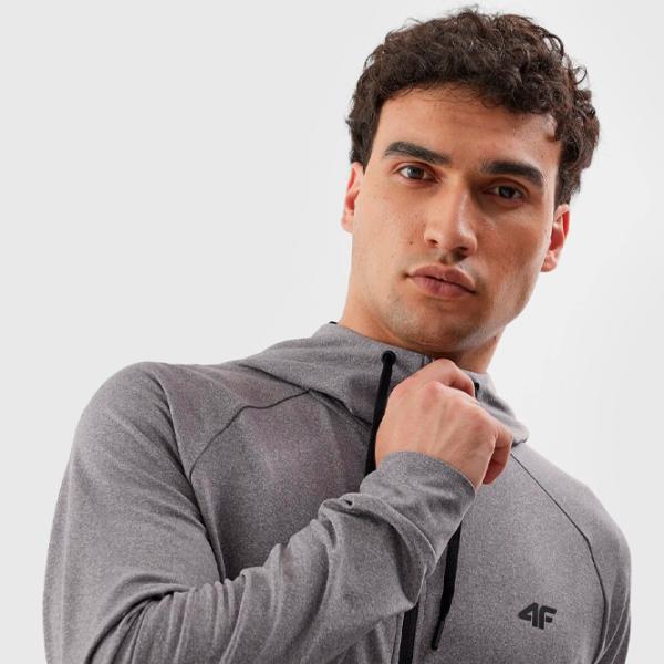 Hanorac pentru bărbați 4F 4FAW23TFSWM209 Drept/ Grey photo 4