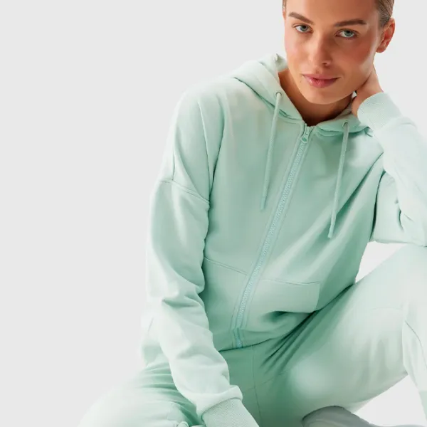 Толстовка для женщин 4F ZIP-UP HOODIE Осень - Зима/ Бирюзовый photo 2