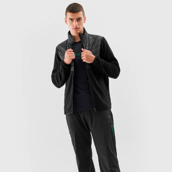 Hanorac pentru bărbați 4F 4FAW23TFLEM119 Drept/ Black photo 3