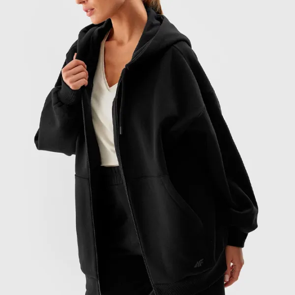 Толстовка для женщин 4F OVERSIZE ZIP-UP HOODIE Черный photo 2 Толстовка для женщин 4F OVERSIZE ZIP-UP HOODIE Черный photo 2