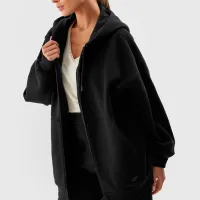 Hanorac pentru femei 4F OVERSIZE ZIP-UP HOODIE Black photo 2