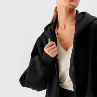 Hanorac pentru femei 4F OVERSIZE ZIP-UP HOODIE Black photo 3