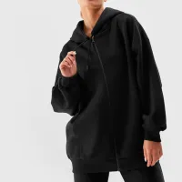 Hanorac pentru femei 4F OVERSIZE ZIP-UP HOODIE Black photo 4