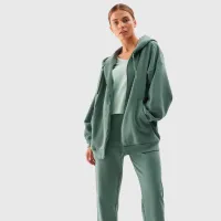 Hanorac pentru femei 4F OVERSIZE ZIP-UP HOODIE Green photo 4