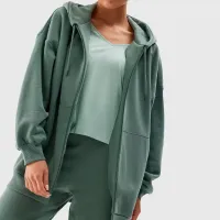 Hanorac pentru femei 4F OVERSIZE ZIP-UP HOODIE Green photo 6