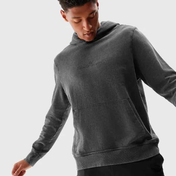 Hanorac pentru bărbați 4F 4FAW23TSWSM685 Drept/ Black photo 3