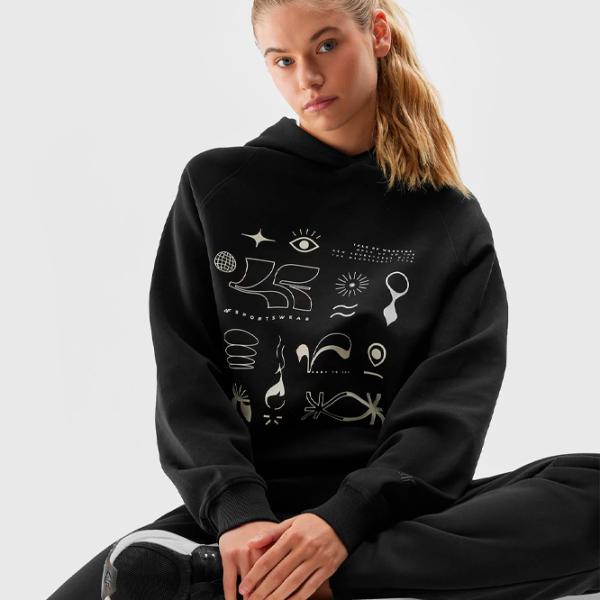 Толстовка для женщин 4F PULLOVER HOODIE Осень - Зима/ Черный photo 2