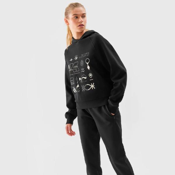 Толстовка для женщин 4F PULLOVER HOODIE Осень - Зима/ Черный photo 5