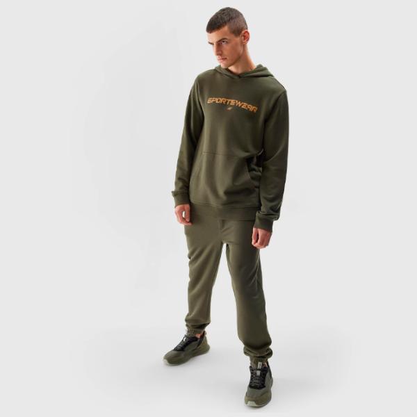 Hanorac pentru bărbați 4F 4FAW23TSWSM0773 Drept/ Olive khaki photo 4