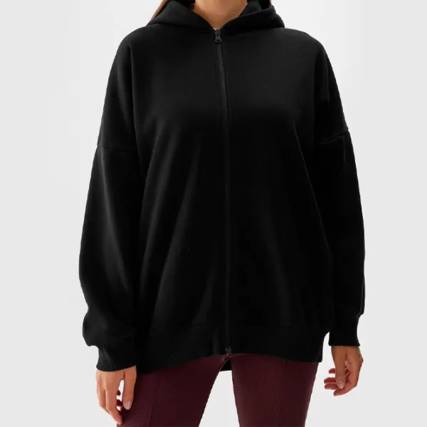 Hanorac pentru femei 4F ZIP-UP HOODIE Toamnă - iarnă/ Black photo 4