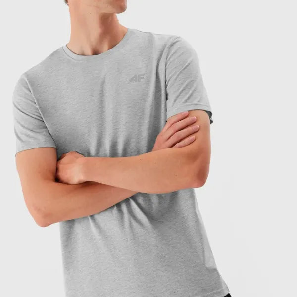 Tricou pentru bărbați 4F 4FAW23TTSHM0876-27M 95% bumbac, 5% viscoză/ Gray photo 2