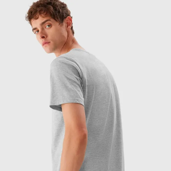 Tricou pentru bărbați 4F 4FAW23TTSHM0876-27M 95% bumbac, 5% viscoză/ Gray photo 3