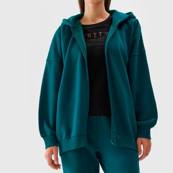 Hanorac pentru femei 4F ZIP-UP HOODIE Toamnă - iarnă/ Green photo 2