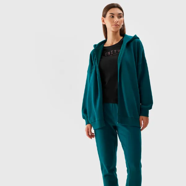 Толстовка для женщин 4F ZIP-UP HOODIE Осень - Зима/ Зелёный photo 3