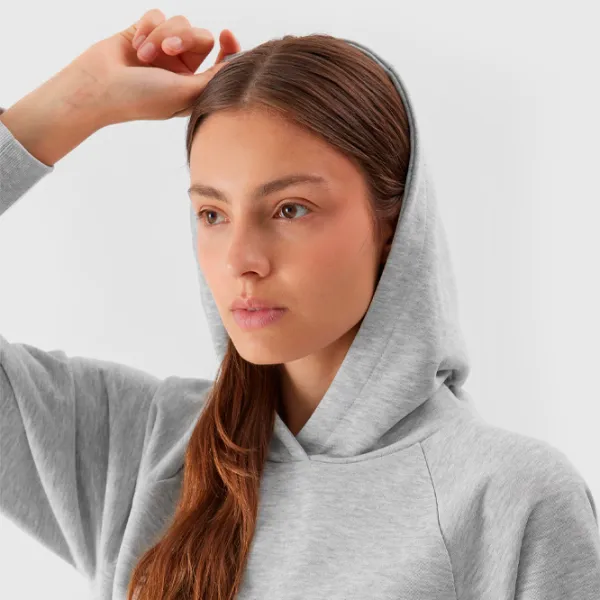 Hanorac pentru femei 4F PULLOVER HOODIE Toamnă - iarnă/ Gray photo 5