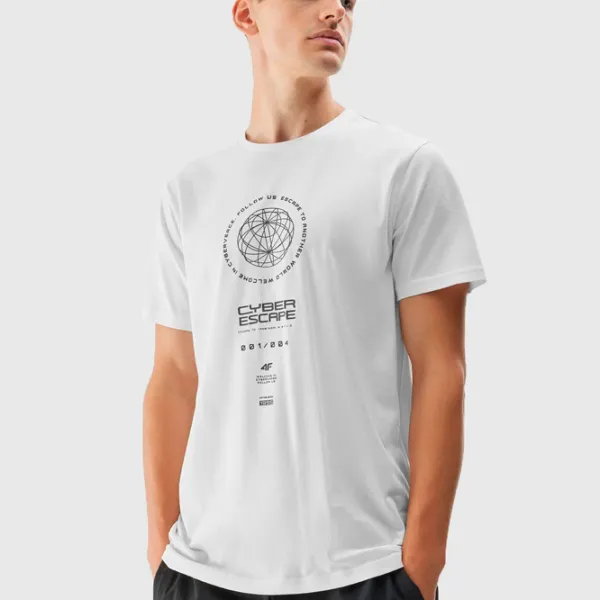 Tricou pentru bărbați 4F 4FAW23TTSHM0890-10S 100% bumbac/ White photo 2