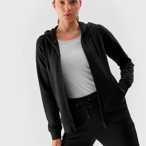 Толстовка для женщин 4F ZIP-UP HOODIE Осень - Зима/ Черный photo 3
