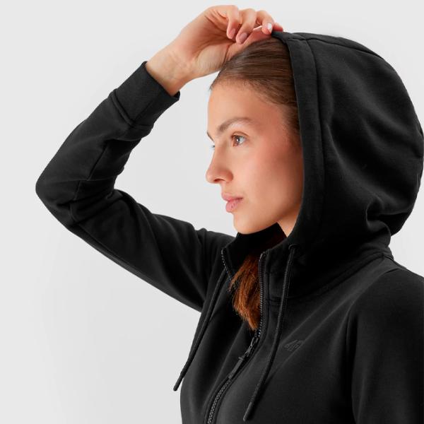 Толстовка для женщин 4F ZIP-UP HOODIE Осень - Зима/ Черный photo 6
