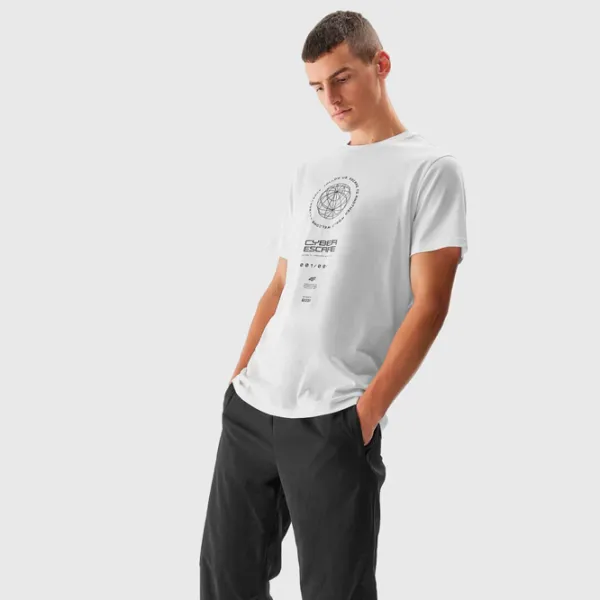 Tricou pentru bărbați 4F 4FAW23TTSHM0890-10S 100% bumbac/ White photo 3