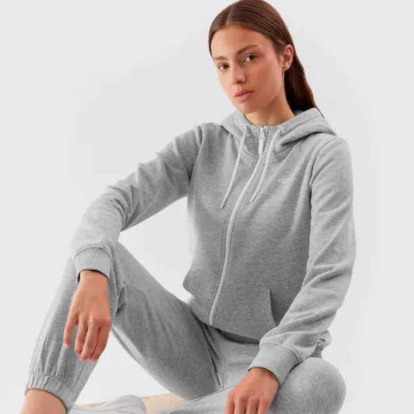 Hanorac pentru femei 4F ZIP-UP HOODIE Toamnă - iarnă/ Gray photo 3