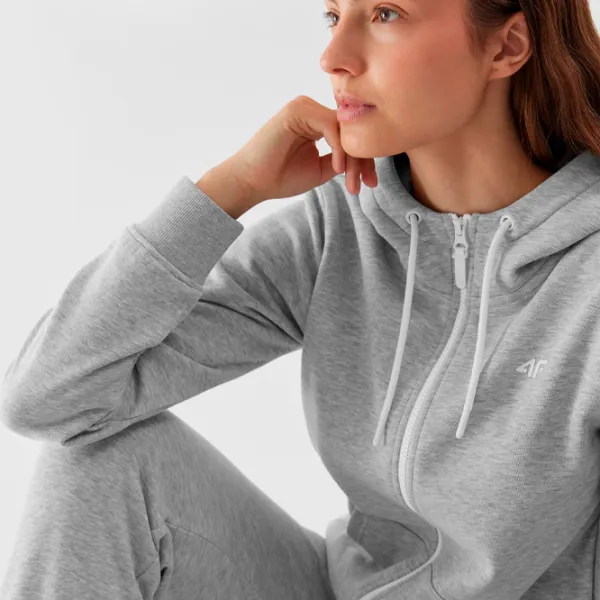 Hanorac pentru femei 4F ZIP-UP HOODIE Toamnă - iarnă/ Gray photo 4