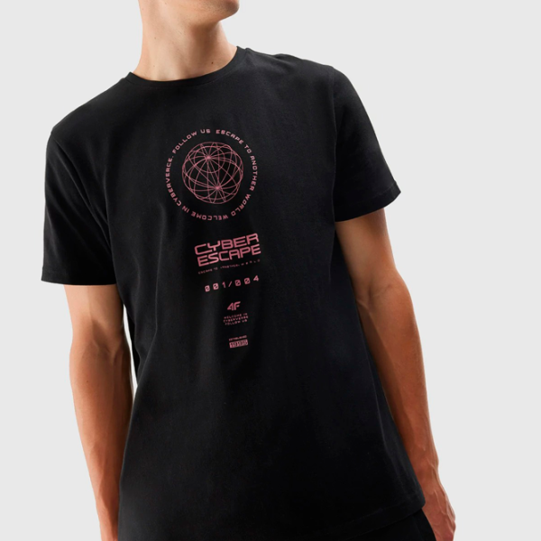 Tricou pentru bărbați 4F 4FAW23TTSHM0890-20S 100% bumbac/ Black photo 2