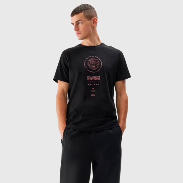 Tricou pentru bărbați 4F 4FAW23TTSHM0890-20S 100% bumbac/ Black photo 3