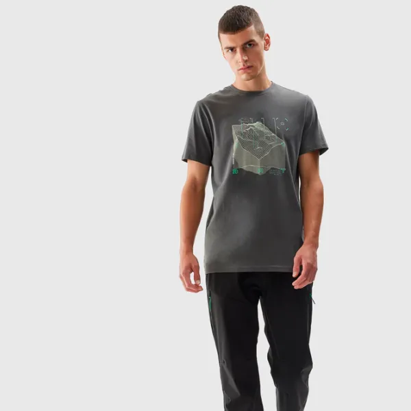 Tricou pentru bărbați 4F 4FAW23TTSHM0875-22S 100% bumbac/ Graphite photo 7